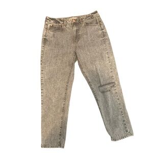 Garage Stone Washed  Distressed MOM Jeans-Straight Leg